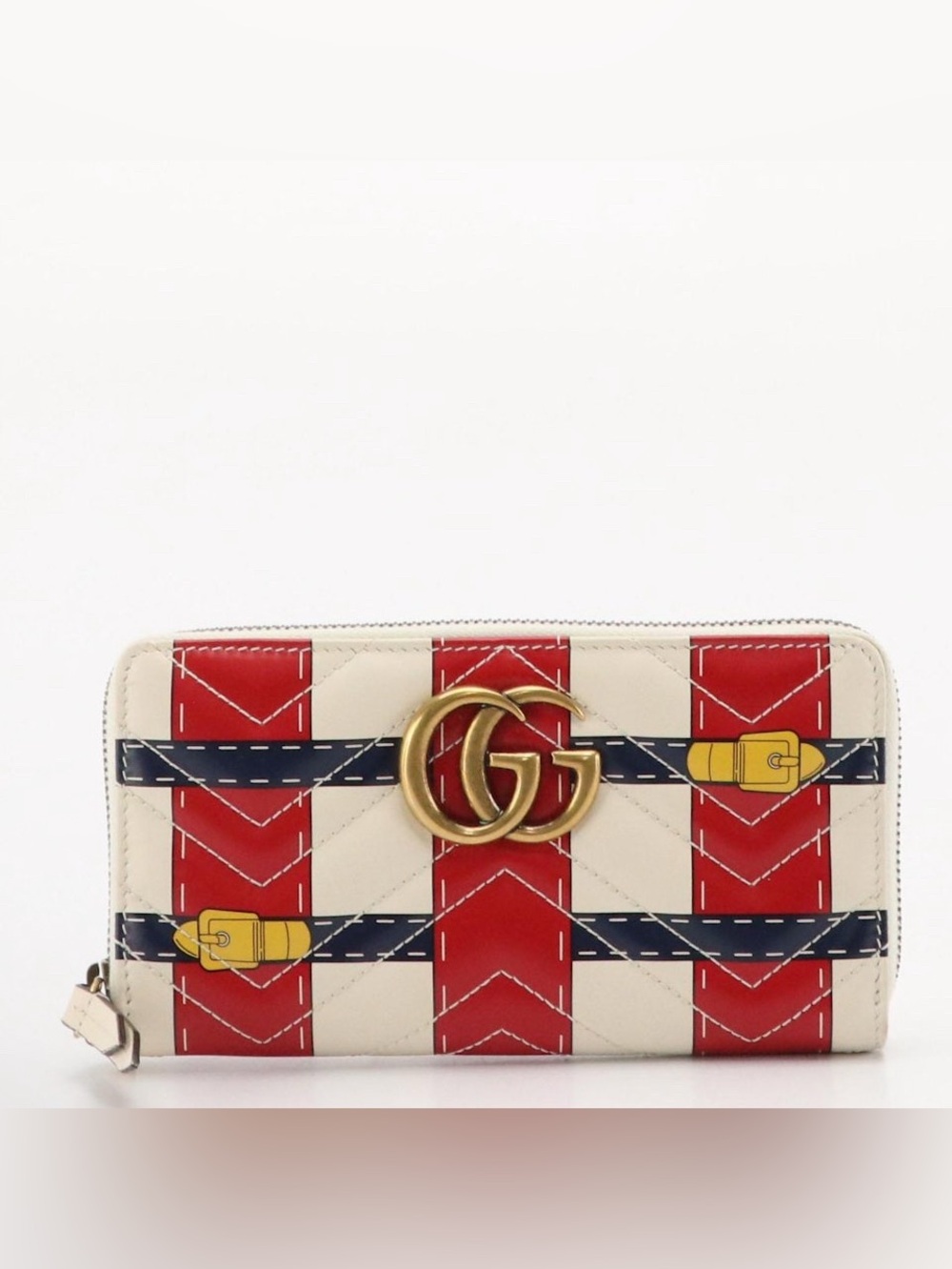 GUCCI GG Marmont Trompe-l'œil Clutch in Off-White Leather - Picture 1 of 8